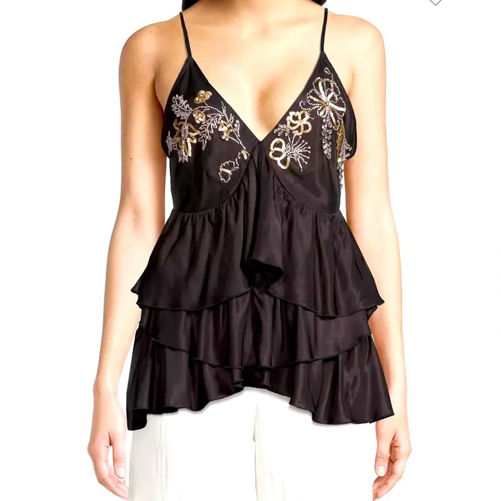 Nwt hope for flowers Tracy Reese crystal top floral embroidered summer rare